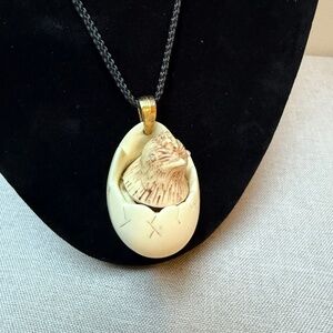 Vintage 1970’s Luke Razza Chicken and the Egg Pendant on Cord